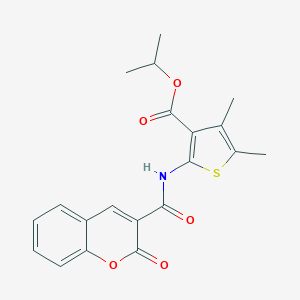 molecular formula C20H19NO5S B457502 isopropyl 4,5-dimethyl-2-{[(2-oxo-2H-chromen-3-yl)carbonyl]amino}-3-thiophenecarboxylate 
