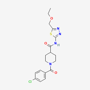 molecular formula C18H21ClN4O3S B4575052 1-(4-chlorobenzoyl)-N-[5-(ethoxymethyl)-1,3,4-thiadiazol-2-yl]-4-piperidinecarboxamide 