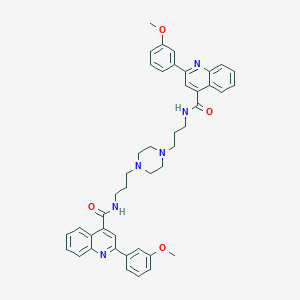 molecular formula C44H46N6O4 B457506 2-(3-methoxyphenyl)-N-(3-{4-[3-({[2-(3-methoxyphenyl)-4-quinolinyl]carbonyl}amino)propyl]-1-piperazinyl}propyl)-4-quinolinecarboxamide 