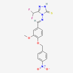 5-(DIFLUOROMETHYL)-4-[((E)-1-{3-METHOXY-4-[(4-NITROBENZYL)OXY]PHENYL}METHYLIDENE)AMINO]-4H-1,2,4-TRIAZOL-3-YLHYDROSULFIDE