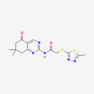 molecular formula C15H17N5O2S2 B4575106 N-(7,7-dimethyl-5-oxo-5,6,7,8-tetrahydroquinazolin-2-yl)-2-[(5-methyl-1,3,4-thiadiazol-2-yl)thio]acetamide 