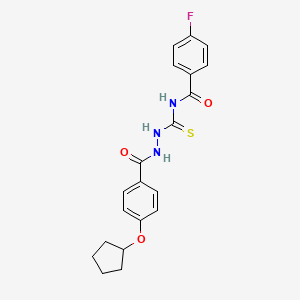 molecular formula C20H20FN3O3S B4575115 N-({2-[4-(环戊氧基)苯甲酰]肼基}碳硫酰)-4-氟苯甲酰胺 