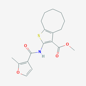 molecular formula C18H21NO4S B457512 Methyl 2-[(2-methyl-3-furoyl)amino]-4,5,6,7,8,9-hexahydrocycloocta[b]thiophene-3-carboxylate 