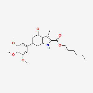 hexyl 3-methyl-4-oxo-6-(3,4,5-trimethoxyphenyl)-4,5,6,7-tetrahydro-1H-indole-2-carboxylate