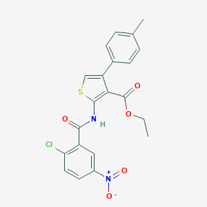 molecular formula C21H17ClN2O5S B457519 Ethyl 2-({2-chloro-5-nitrobenzoyl}amino)-4-(4-methylphenyl)-3-thiophenecarboxylate 