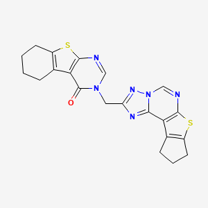 molecular formula C21H18N6OS2 B4575211 3-(9,10-二氢-8H-环戊并[4,5]噻吩并[3,2-e][1,2,4]三唑并[1,5-c]嘧啶-2-基甲基)-5,6,7,8-四氢[1]苯并噻吩并[2,3-d]嘧啶-4(3H)-酮 