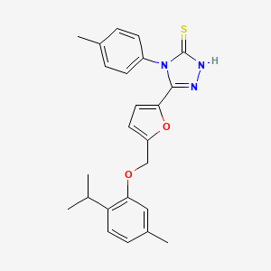 molecular formula C24H25N3O2S B4575252 5-{5-[(2-isopropyl-5-methylphenoxy)methyl]-2-furyl}-4-(4-methylphenyl)-4H-1,2,4-triazole-3-thiol 