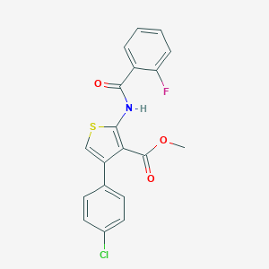 molecular formula C19H13ClFNO3S B457527 Methyl 4-(4-chlorophenyl)-2-[(2-fluorobenzoyl)amino]-3-thiophenecarboxylate 