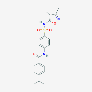 molecular formula C21H23N3O4S B457529 N-{4-[(3,4-dimethyl-1,2-oxazol-5-yl)sulfamoyl]phenyl}-4-(propan-2-yl)benzamide CAS No. 546065-12-7
