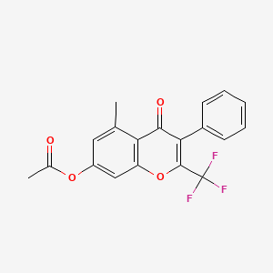 molecular formula C19H13F3O4 B4575290 5-methyl-4-oxo-3-phenyl-2-(trifluoromethyl)-4H-chromen-7-yl acetate 