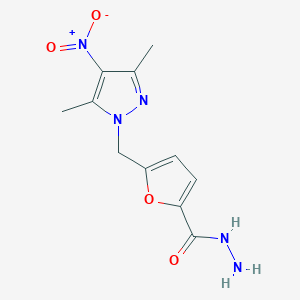 molecular formula C11H13N5O4 B457533 5-((3,5-Dimethyl-4-nitro-1H-pyrazol-1-yl)methyl)furan-2-carbohydrazide CAS No. 378767-86-3