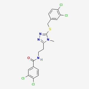 molecular formula C19H16Cl4N4OS B4575330 3,4-dichloro-N-(2-{5-[(3,4-dichlorobenzyl)thio]-4-methyl-4H-1,2,4-triazol-3-yl}ethyl)benzamide 