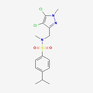 molecular formula C15H19Cl2N3O2S B4575399 N-[(4,5-二氯-1-甲基-1H-吡唑-3-基)甲基]-4-异丙基-N-甲基苯磺酰胺 