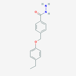molecular formula C16H18N2O2 B457544 4-[(4-Ethylphenoxy)methyl]benzohydrazide CAS No. 438530-69-9