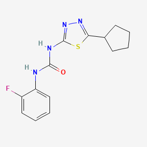 molecular formula C14H15FN4OS B4575444 N-(5-cyclopentyl-1,3,4-thiadiazol-2-yl)-N'-(2-fluorophenyl)urea 