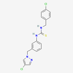 molecular formula C18H16Cl2N4S B4575495 N-(4-chlorobenzyl)-N'-{3-[(4-chloro-1H-pyrazol-1-yl)methyl]phenyl}thiourea 