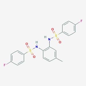 molecular formula C19H16F2N2O4S2 B457554 4-fluoro-N-(2-{[(4-fluorophenyl)sulfonyl]amino}-5-methylphenyl)benzenesulfonamide 