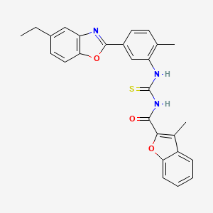 N-({[5-(5-ethyl-1,3-benzoxazol-2-yl)-2-methylphenyl]amino}carbonothioyl)-3-methyl-1-benzofuran-2-carboxamide