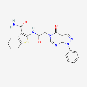 2-{[2-(4-OXO-1-PHENYL-1,4-DIHYDRO-5H-PYRAZOLO[3,4-D]PYRIMIDIN-5-YL)ACETYL]AMINO}-4,5,6,7-TETRAHYDRO-1-BENZOTHIOPHENE-3-CARBOXAMIDE