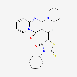 3-[(3-cyclohexyl-4-oxo-2-thioxo-1,3-thiazolidin-5-ylidene)methyl]-9-methyl-2-(1-piperidinyl)-4H-pyrido[1,2-a]pyrimidin-4-one