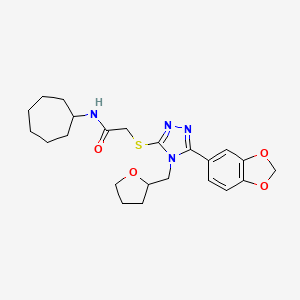 2-{[5-(1,3-benzodioxol-5-yl)-4-(tetrahydro-2-furanylmethyl)-4H-1,2,4-triazol-3-yl]thio}-N-cycloheptylacetamide