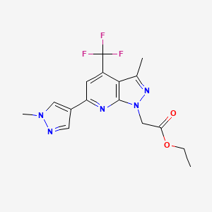 ethyl [3-methyl-6-(1-methyl-1H-pyrazol-4-yl)-4-(trifluoromethyl)-1H-pyrazolo[3,4-b]pyridin-1-yl]acetate