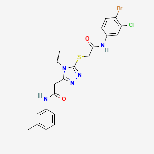 2-[5-({2-[(4-bromo-3-chlorophenyl)amino]-2-oxoethyl}sulfanyl)-4-ethyl-4H-1,2,4-triazol-3-yl]-N-(3,4-dimethylphenyl)acetamide