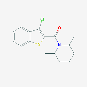 molecular formula C16H18ClNOS B457571 1-[(3-Chloro-1-benzothien-2-yl)carbonyl]-2,6-dimethylpiperidine 