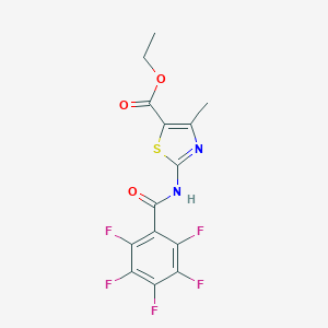 molecular formula C14H9F5N2O3S B457574 Ethyl 4-methyl-2-[(2,3,4,5,6-pentafluorobenzoyl)amino]-1,3-thiazole-5-carboxylate 