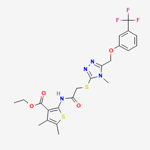 molecular formula C22H23F3N4O4S2 B4575876 ethyl 4,5-dimethyl-2-({[(4-methyl-5-{[3-(trifluoromethyl)phenoxy]methyl}-4H-1,2,4-triazol-3-yl)thio]acetyl}amino)-3-thiophenecarboxylate 