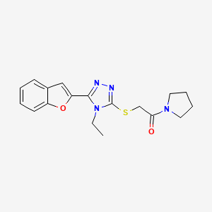 2-{[5-(1-BENZOFURAN-2-YL)-4-ETHYL-4H-1,2,4-TRIAZOL-3-YL]SULFANYL}-1-(PYRROLIDIN-1-YL)ETHAN-1-ONE