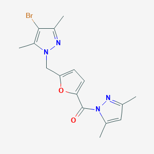 molecular formula C16H17BrN4O2 B457601 4-bromo-1-({5-[(3,5-dimethyl-1H-pyrazol-1-yl)carbonyl]-2-furyl}methyl)-3,5-dimethyl-1H-pyrazole 