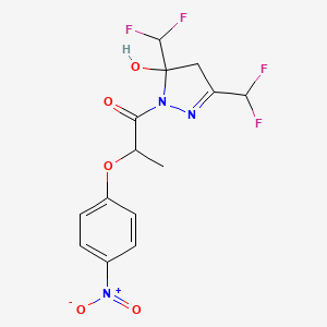 1-[3,5-bis(difluoromethyl)-5-hydroxy-4,5-dihydro-1H-pyrazol-1-yl]-2-(4-nitrophenoxy)propan-1-one