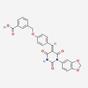 molecular formula C26H18N2O8 B4576056 3-[(4-{[1-(1,3-benzodioxol-5-yl)-2,4,6-trioxotetrahydro-5(2H)-pyrimidinylidene]methyl}phenoxy)methyl]benzoic acid 