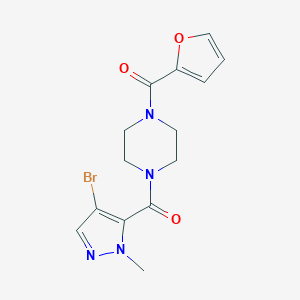 molecular formula C14H15BrN4O3 B457611 1-[(4-bromo-1-methyl-1H-pyrazol-5-yl)carbonyl]-4-(2-furoyl)piperazine 