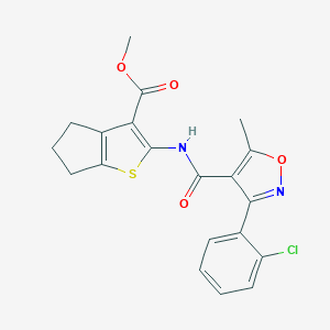 molecular formula C20H17ClN2O4S B457626 methyl 2-({[3-(2-chlorophenyl)-5-methyl-4-isoxazolyl]carbonyl}amino)-5,6-dihydro-4H-cyclopenta[b]thiophene-3-carboxylate 