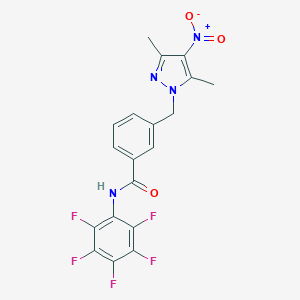 molecular formula C19H13F5N4O3 B457629 3-[(3,5-dimethyl-4-nitro-1H-pyrazol-1-yl)methyl]-N-(pentafluorophenyl)benzamide 