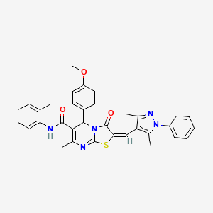 2-[(3,5-dimethyl-1-phenyl-1H-pyrazol-4-yl)methylene]-5-(4-methoxyphenyl)-7-methyl-N-(2-methylphenyl)-3-oxo-2,3-dihydro-5H-[1,3]thiazolo[3,2-a]pyrimidine-6-carboxamide