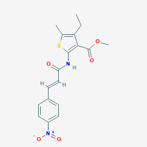 molecular formula C18H18N2O5S B457642 Methyl 4-ethyl-2-[(3-{4-nitrophenyl}acryloyl)amino]-5-methyl-3-thiophenecarboxylate 