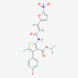 molecular formula C22H19FN2O6S B457646 Isopropyl 4-(4-fluorophenyl)-2-[(3-{5-nitro-2-furyl}acryloyl)amino]-5-methyl-3-thiophenecarboxylate 