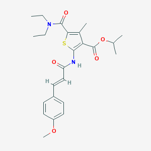 molecular formula C24H30N2O5S B457653 Isopropyl 5-[(diethylamino)carbonyl]-2-{[3-(4-methoxyphenyl)acryloyl]amino}-4-methyl-3-thiophenecarboxylate 