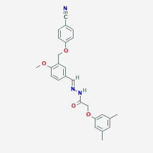 molecular formula C26H25N3O4 B457658 N'-{3-[(4-cyanophenoxy)methyl]-4-methoxybenzylidene}-2-(3,5-dimethylphenoxy)acetohydrazide 