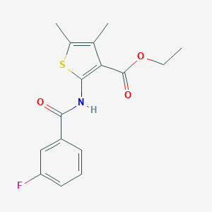 molecular formula C16H16FNO3S B457661 Ethyl 2-(3-fluorobenzamido)-4,5-dimethylthiophene-3-carboxylate CAS No. 459219-38-6