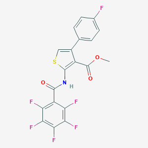 molecular formula C19H9F6NO3S B457666 Methyl 4-(4-fluorophenyl)-2-{[(pentafluorophenyl)carbonyl]amino}thiophene-3-carboxylate 