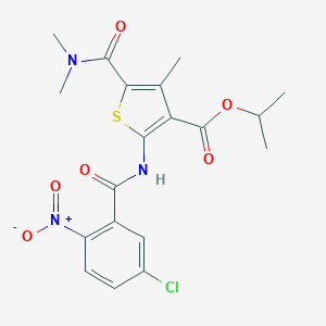 molecular formula C19H20ClN3O6S B457669 Isopropyl 2-({5-chloro-2-nitrobenzoyl}amino)-5-[(dimethylamino)carbonyl]-4-methyl-3-thiophenecarboxylate 