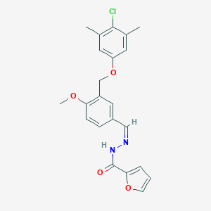 molecular formula C22H21ClN2O4 B457672 N'-{3-[(4-chloro-3,5-dimethylphenoxy)methyl]-4-methoxybenzylidene}-2-furohydrazide 