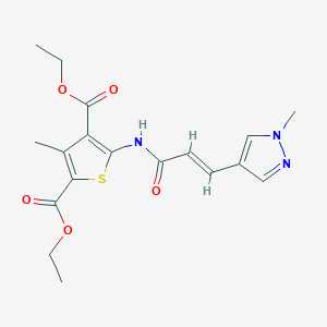 molecular formula C18H21N3O5S B457676 diethyl 3-methyl-5-{[3-(1-methyl-1H-pyrazol-4-yl)acryloyl]amino}-2,4-thiophenedicarboxylate 