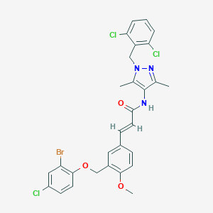 molecular formula C29H25BrCl3N3O3 B457685 3-{3-[(2-bromo-4-chlorophenoxy)methyl]-4-methoxyphenyl}-N-[1-(2,6-dichlorobenzyl)-3,5-dimethyl-1H-pyrazol-4-yl]acrylamide 