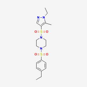 molecular formula C18H26N4O4S2 B4576850 1-[(1-ethyl-5-methyl-1H-pyrazol-4-yl)sulfonyl]-4-[(4-ethylphenyl)sulfonyl]piperazine 