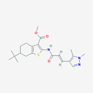 molecular formula C22H29N3O3S B457686 methyl 6-tert-butyl-2-{[3-(1,5-dimethyl-1H-pyrazol-4-yl)acryloyl]amino}-4,5,6,7-tetrahydro-1-benzothiophene-3-carboxylate 